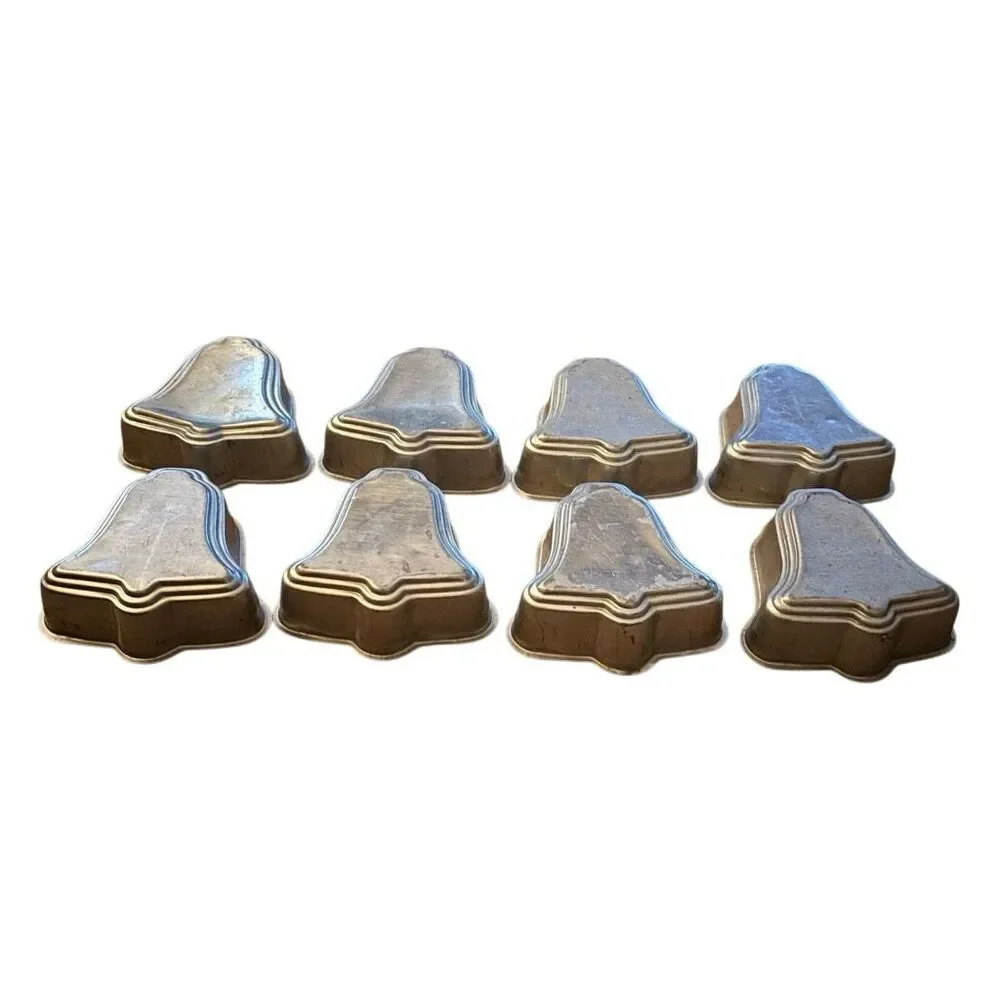 8 Vintage Aluminum Christmas Bells Jello Mold Baking Tins